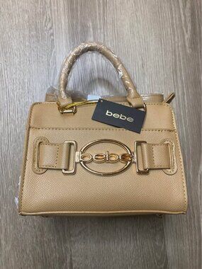 Bebe Lalini Mini Satchel Handbag NWT – Crossbody, Gold Hardware Accent